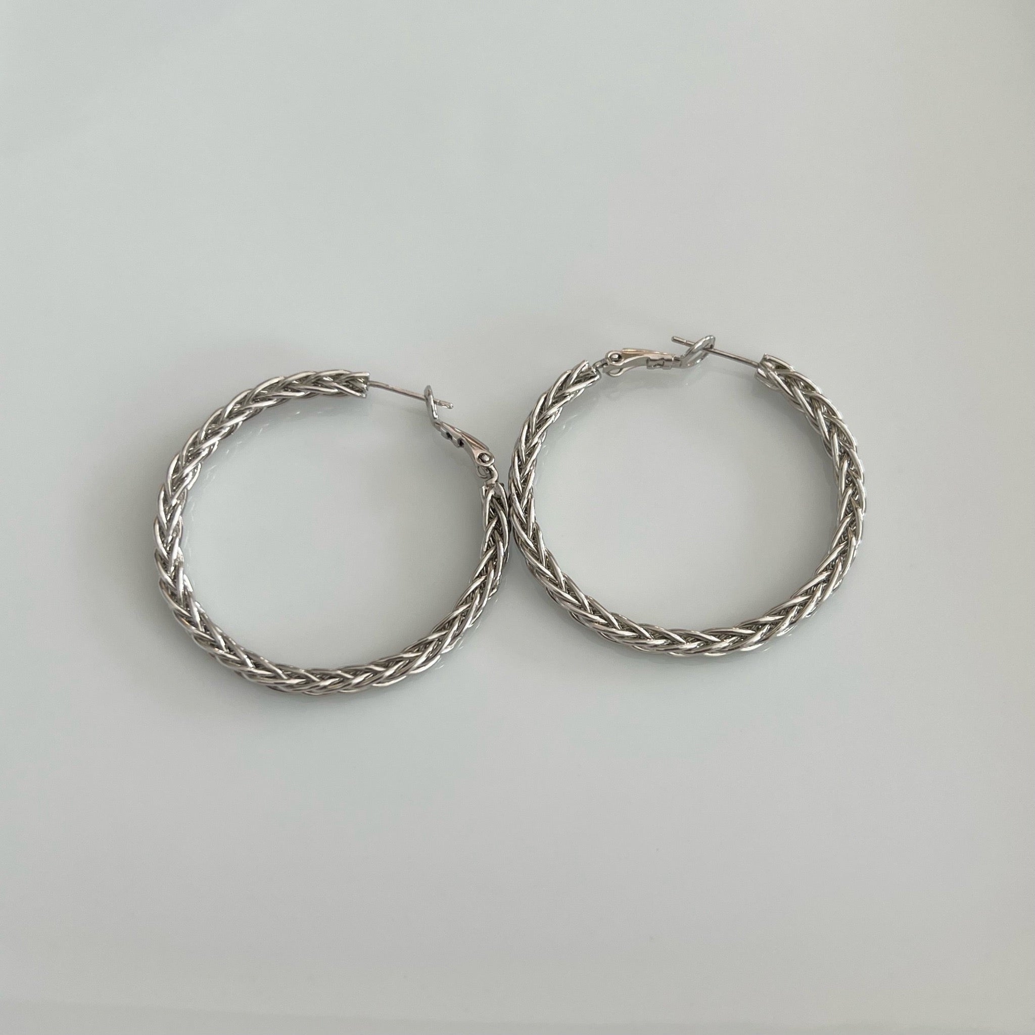 Forever Facets Fine Silver Plated Silver Tone Braided Diamond Accent Hoop  Earrings, - Walmart.com